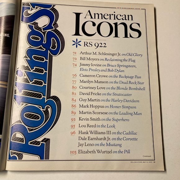 Rolling Stone Magazine AMERICAN ICONS #922 MAY 15 2003 35th Anniversary Special - Picture 6 of 12